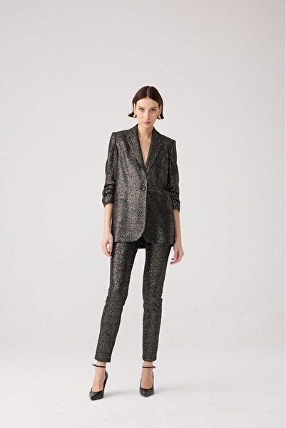 rue Gold Sequin Jacket with Drawstring Sleeves