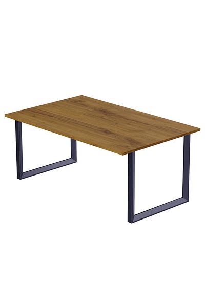 Mahmayi 136 BLK Wooden Dining Table Loop-Leg, 4-Seater-120cm, Cognac Brown Sherman Oak Finish