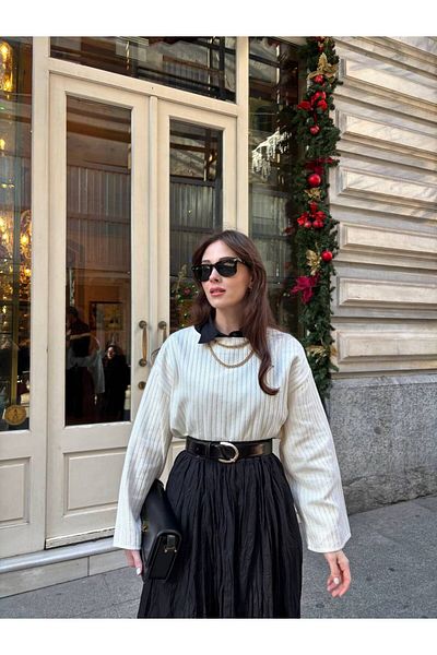 Molly Nelly Γυναικεία πλισέ βαμβακερή ποπλίνα Cratch Flared μακριά μποέμ φούστα