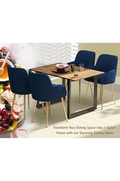 Mahmayi 136 BLK Wooden Dining Table Loop-Leg, 4-Seater-120cm, Cognac Brown Sherman Oak Finish