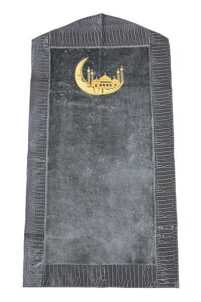 ihvanonline Luxury Bag Non-Slip Plush Prayer Rug Gray