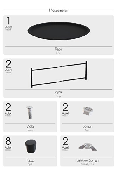 hemlife 70 cm Round Tray Coffee Table - Removable