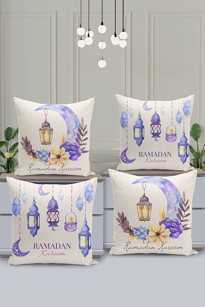 Filamente Set de huse de pernă cu model special Ramadan din 4 piese - imprimate digital pe două fețe