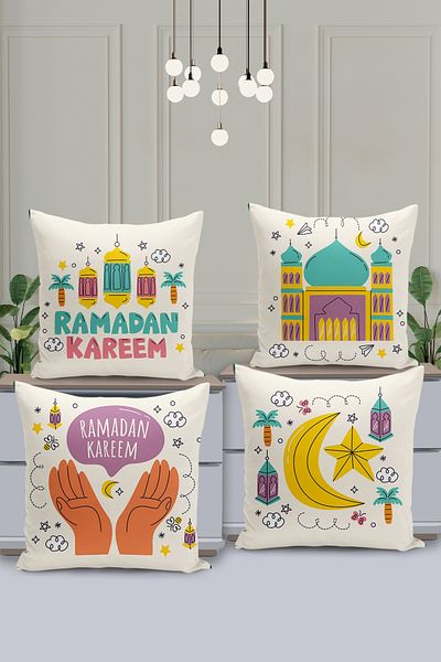 Filamente Set de huse de pernă cu model special Ramadan din 4 piese - imprimate digital pe două fețe