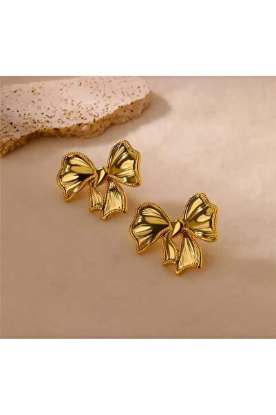 Pelin Aksesuar Gold Fiyonk Küpe