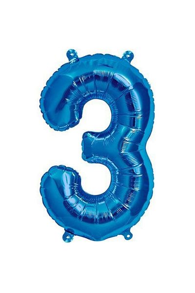 parti sürprizi Blue 3 Numbers Foil Balloon 40 cm 1 Piece