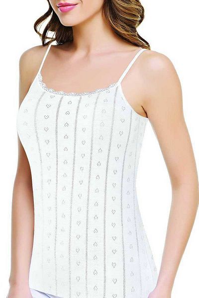 Nana & Mayka Moda 3-Piece Passion Openwork Perforated 100% Cotton Rope Strap Women's Undershirt Ecru 200