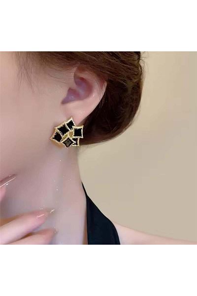 Pelin Aksesuar Black Squares Earrings
