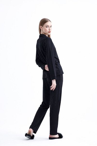Espuar 775 Classic Striped Combed Women's Shirt Pajama Set