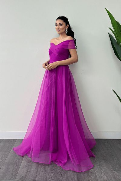 giyimmasalı Φόρεμα Princess Organza Fabric Boat Neck - ΦΟΥΚΙΔΙΔΑ