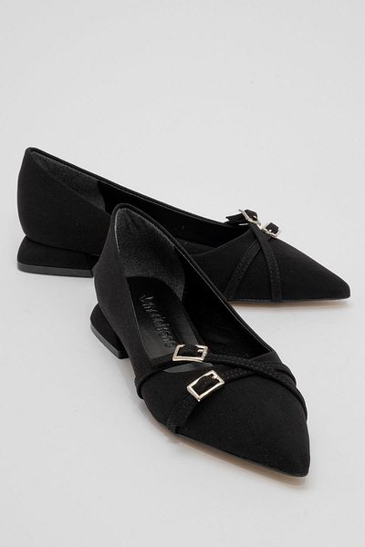 CCWAY AYAKKABI Women's Cross Belt Casual Shoes Black Zra