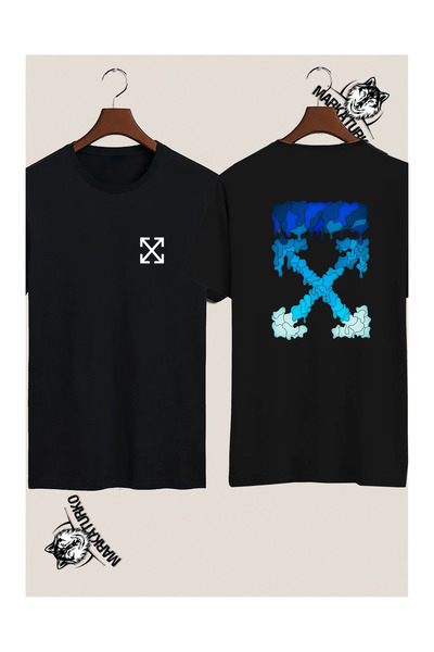 MarkaTurko تيشيرت مطبوع على الوجهين من القطن بتصميم خاص على طراز الشارع 801-06