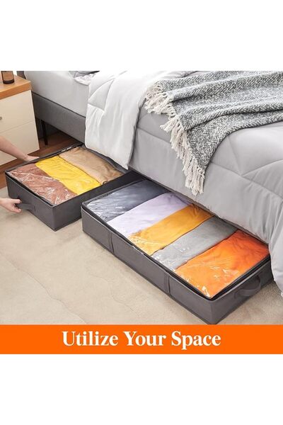 Lifewit 4 Pack UnderBed Storage Bags with Lid, Clothes Storage Boxes Foldable Under bed Storage Orga