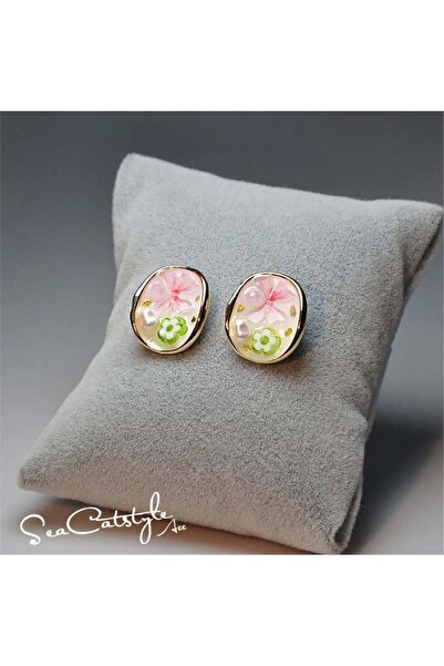 Pelin Aksesuar الأقراط نمط زهرة الوردي