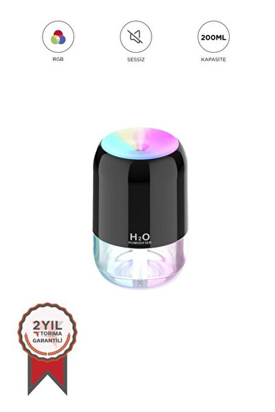 Torima H6 Siyah 200ml Ultrasonik Renkli Hava Nemlendirici Buhar Makinesi Ve A...