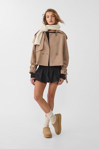 Stradivarius Short faux suede trench coat