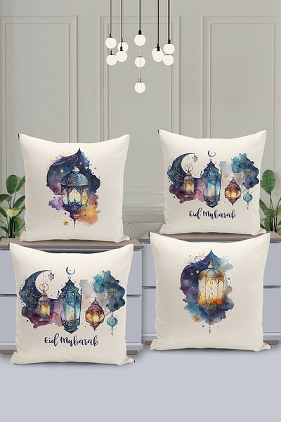 Filamente Set de huse de pernă cu model special Ramadan din 4 piese - imprimate digital pe două fețe