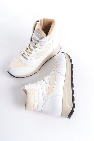 Modabuymus Misref White Cream Αθλητικά Παπούτσια Καθημερινά ελαφριά μποτάκια με φερμουάρ