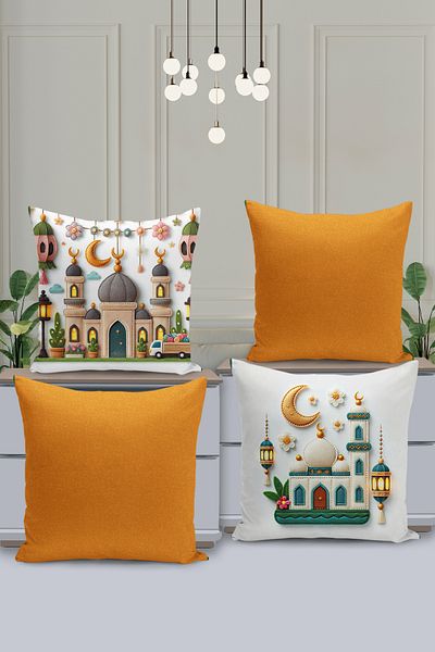 Filamente Set de huse de pernă cu model special Ramadan din 4 piese - imprimate digital pe două fețe