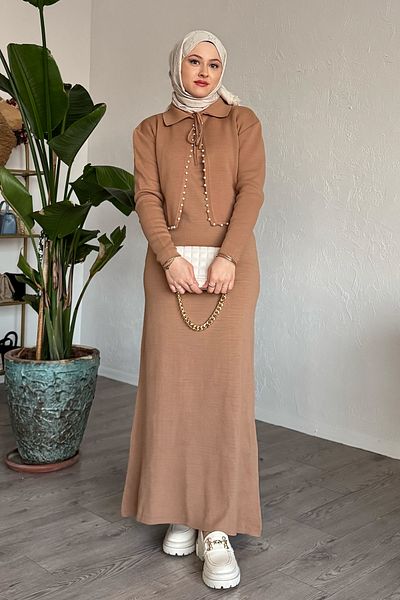 InStyle Σετ πλεκτά Camel με Pearl Bolero