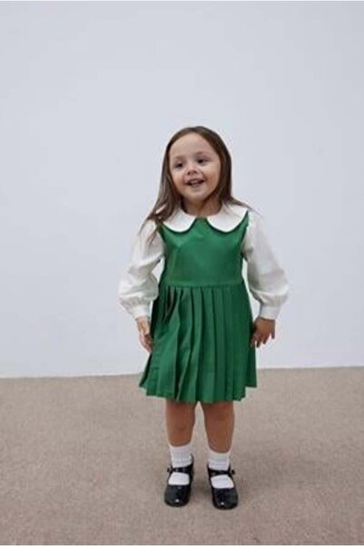 Fahhar Kids Pleated Children's Dress Green
