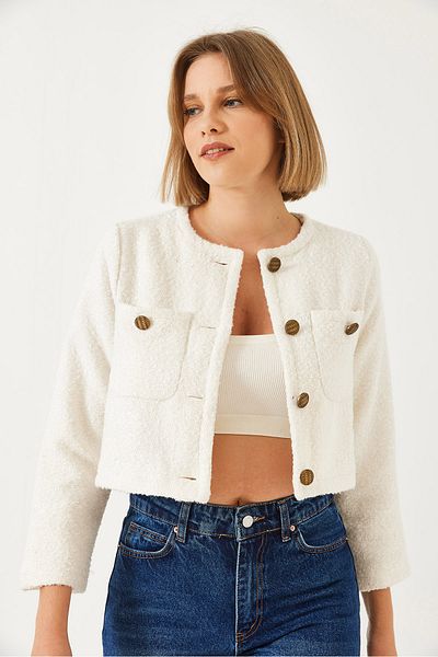 Bianco Lucci Women's Button Detailed Short Jacket Mbms023 60501023