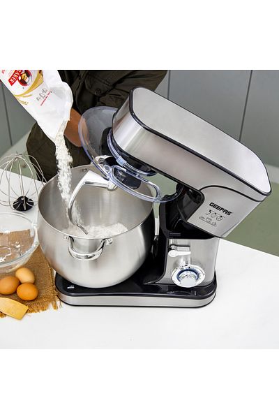 Geepas Kitchen Machine With 6 Level Mixing Speed Control, 12L Stainless Steel Bowl with Handles