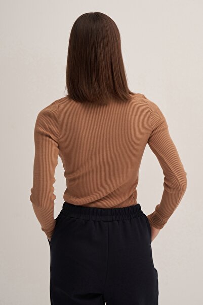 EBU Prive Body tricotaj pentru femei, cu dungi, în nuanță de cafea cu lapte