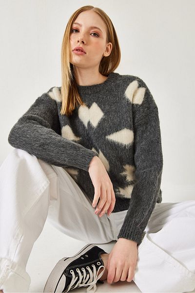 Bianco Lucci Pulover de damă din tricotaje jacquard cu șal 20246927