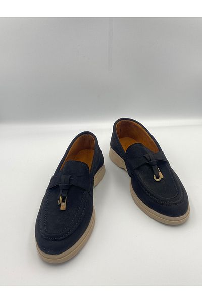 Ömer Ediz Shoes Suede Women's Loafer with Ell Accessory Detail