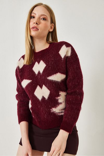 Bianco Lucci Pulover de damă din tricotaje jacquard cu șal 20246927