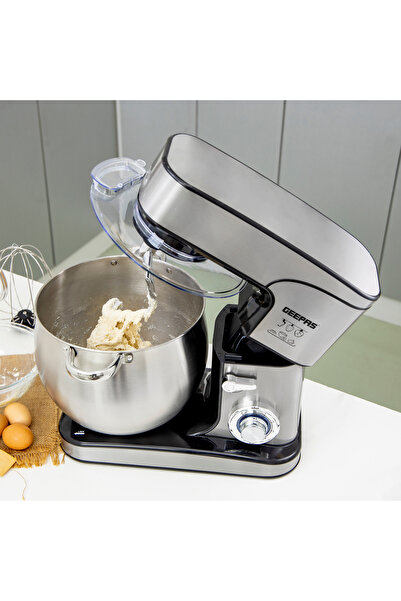 Geepas Kitchen Machine With 6 Level Mixing Speed Control, 12L Stainless Steel Bowl with Handles