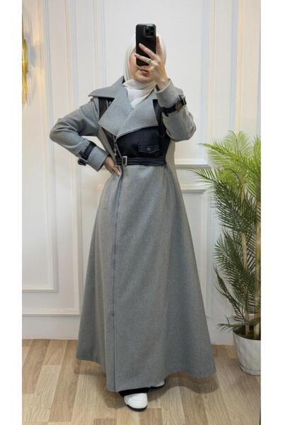 Tebrikler tekstil New Season Women's Winter Fashionable and Comfortable Long Trench Coat Suitable for Daily Wear Model M9031
