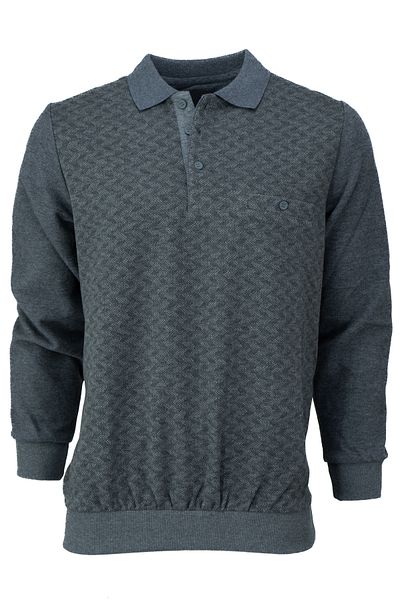 Oppland Men's Winter Sweater Cotton Buttoned Polo Collar Pocket Long Sleeve Classic Patterned Relaxed Fit