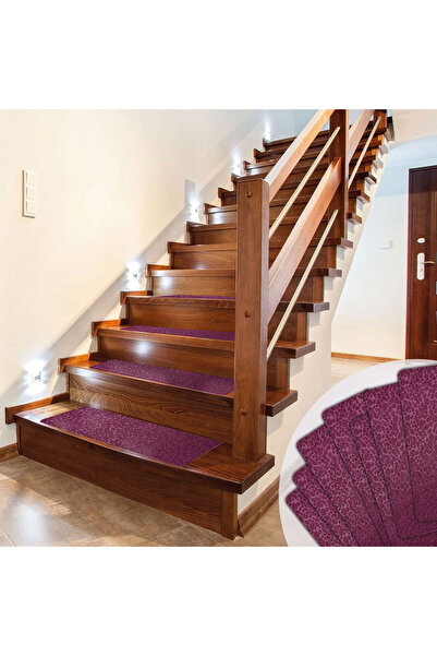 TİNK Bordo Kaydırmaz Keçe Merdiven Matı 22x75 cm - 7 Adet