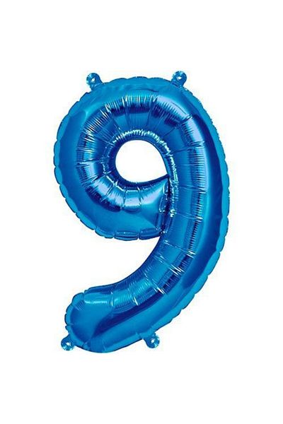 parti sürprizi Blue 9 Numbers Foil Balloon 40 cm 1 Piece