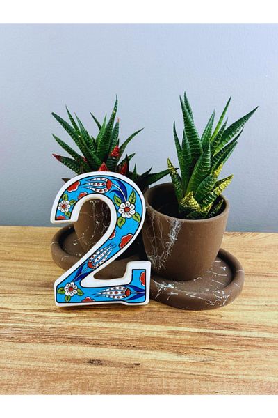 DeepCraft Best Quality Deepcraft Ceramic Tulip Pattern Door Number Handmade Ceramic Door Number (with Color Options)