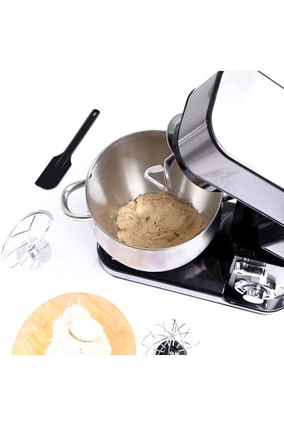 Geepas Kitchen Machine with Whisk, Beater & Dough Hook| 10L Stainless Steel Removable Bowl with Lid,
