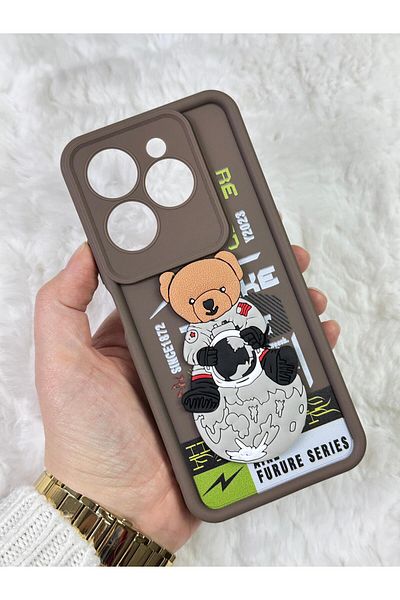 Vip Case TECNO SPARK GO 2024 - كاميرا سيليكون منقوشة ثلاثية الأبعاد على شكل دمية دب مع إطلاق حماية الدببة