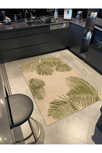 Rugs Modern Halı Berlin Sarı Tonlarda Yeşil Yapraklı Dokuma Taban Halı berlin...