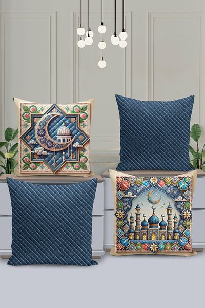 Filamente Set de huse de pernă cu model special Ramadan din 4 piese - imprimate digital pe două fețe