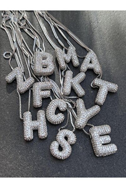 Harmony Aksesuar Zircon Stone Letter Necklace