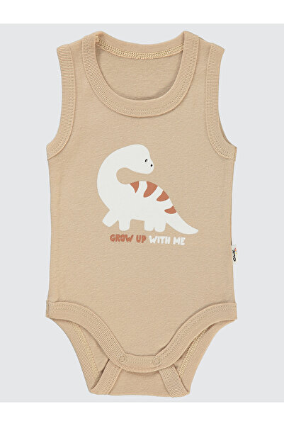 Civil Baby Erkek Bebek Çıtçıtlı Badi 1-36 Ay Sütlü Kahve