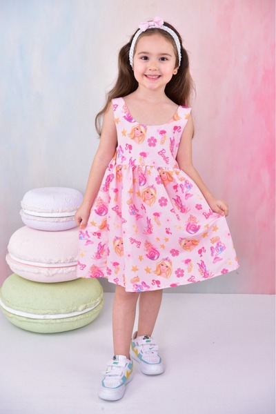 BUUFUU Φόρεμα γενεθλίων με σχέδιο κινουμένων σχεδίων με φιόγκο