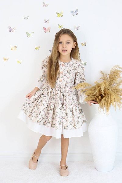 ARBİ kids Φόρεμα Eid για κορίτσια με λουλουδάτο σχέδιο από βαμβακερό υφαντό