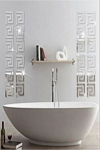 Numa Concept Labyrinth Border Mirror 30 Pieces Silver Plexi Each 9X9 cm Decorative Ornament