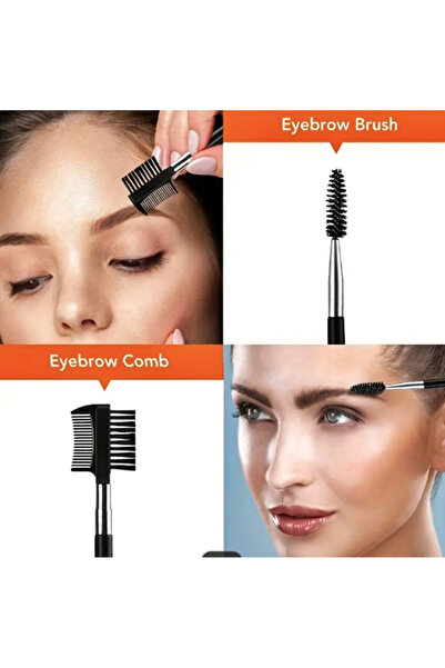 Genel Markalar Kaş Şekillendirme 5'li Profesyonel Seti - Paslanmaz Çelik Cımbız Taraklı Makas Jilet Fırça Seti-e05