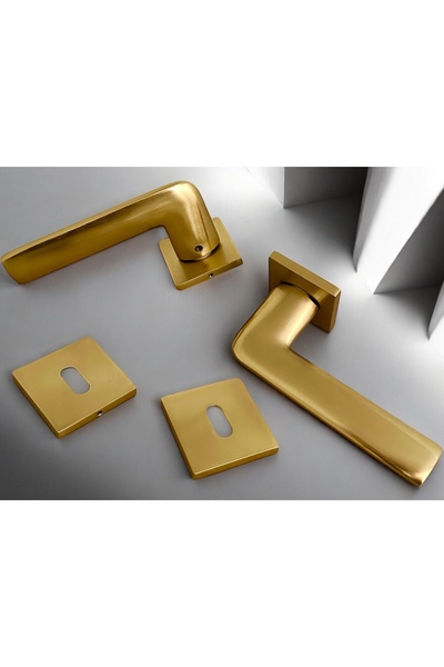 KOLDOOR Fame AL04 - Mâner de ușă de cameră cu rozetă pătrată din titan scoția...