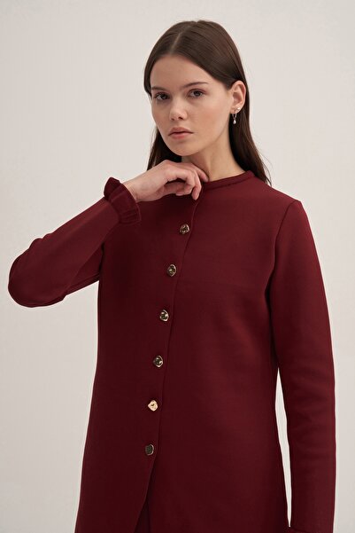 EBU Prive Women's Premium Long Knitwear Cardigan - Burgundy Color