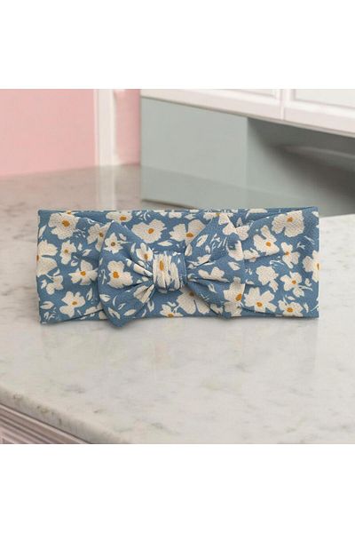 gigigiyim Banda de păr florală pentru femei cu detaliu cu fundă